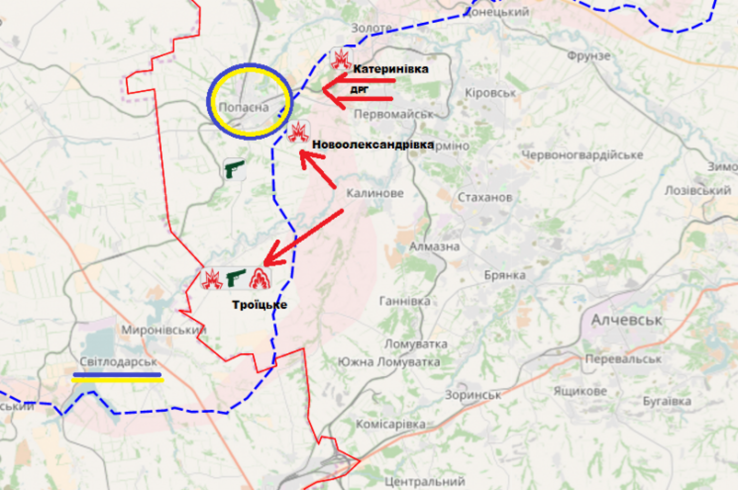 Карта г попасная луганской области