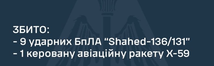 Силы ПВО сбили 9 ударных БПЛА и управляемую авиационную ракету