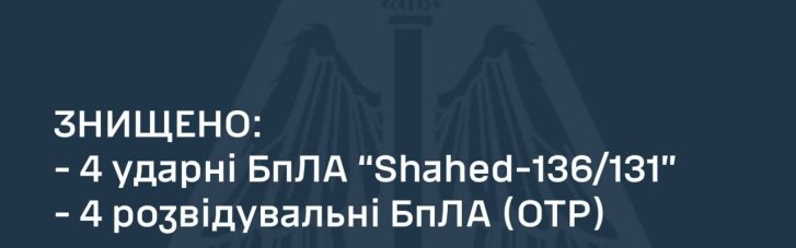 Вісім дронів різного типу знищили цієї ночі ППС ЗСУ (ФОТО)