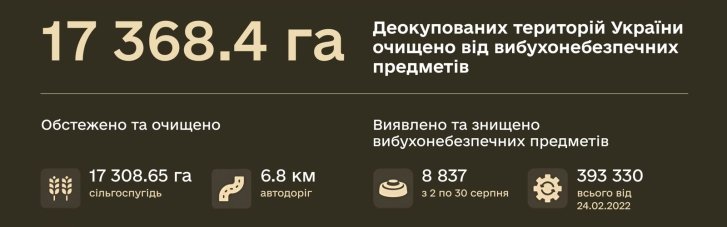 Около 400 тысяч взрывоопасных предметов уничтожили во время гуманитарного разминирования деоккупированных земель