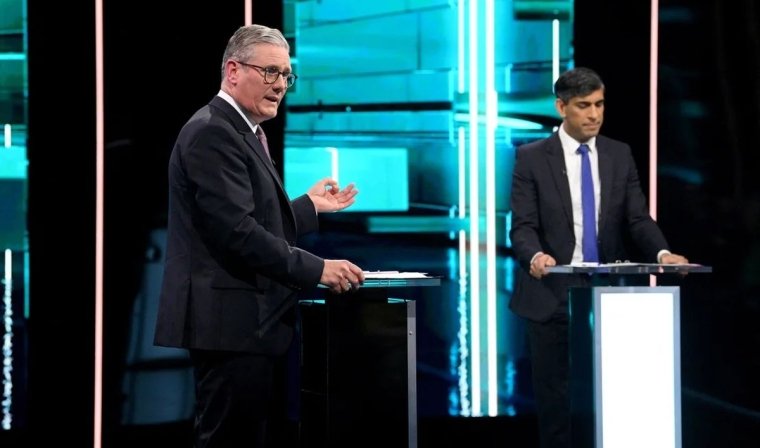 Первые дебаты между Риши Сунаком и Кейром Стармером, 4 июня 2024 года.