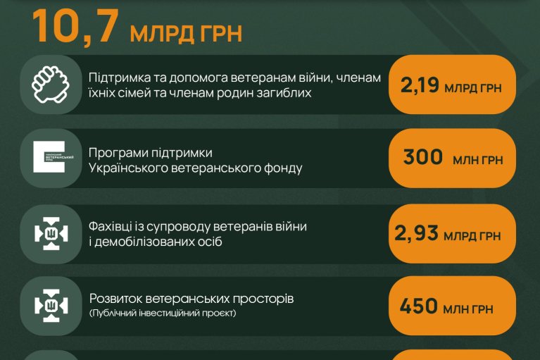 Госбюджет-2025: расходы на ветеранскую политику составят 10,7 млрд грн